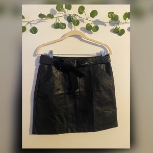 Shine star Women's Belted Faux leather skirt